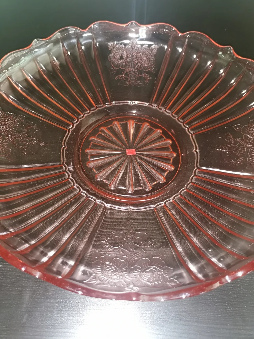 Anchor Hocking Vintage Mayfair Pink Depression Glass Large Low Flat Bowl 11 3/4